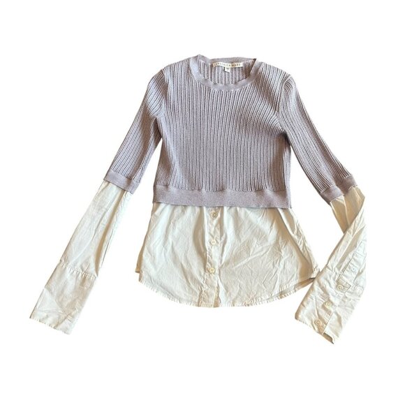 Veronica Beard Kaley Mixed Media Layered Sweater Shirt Metallic Size XS Women's - Picture 3 of 12